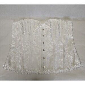Corset Over Bust Lace Up Bustier US 20-22 6X White Paisley Costume Sexy Lingerie